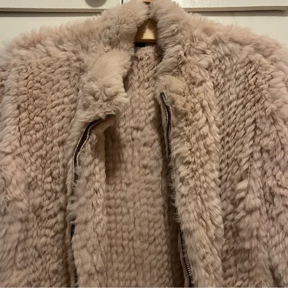 Love Token Blush Pink Rabbit Fur Jacket - Picture 4 of 8